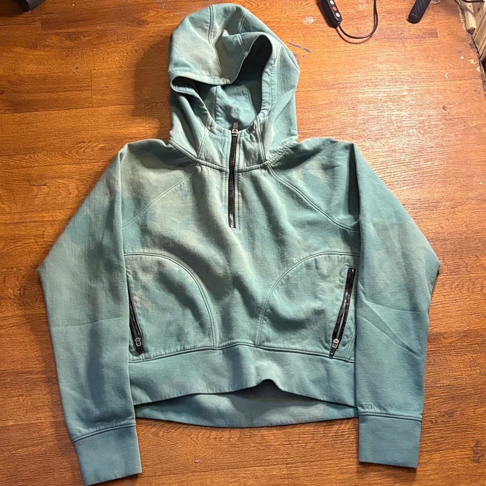 DSG Green Hooded Bleached Sweatshirt with Zipper Pockets